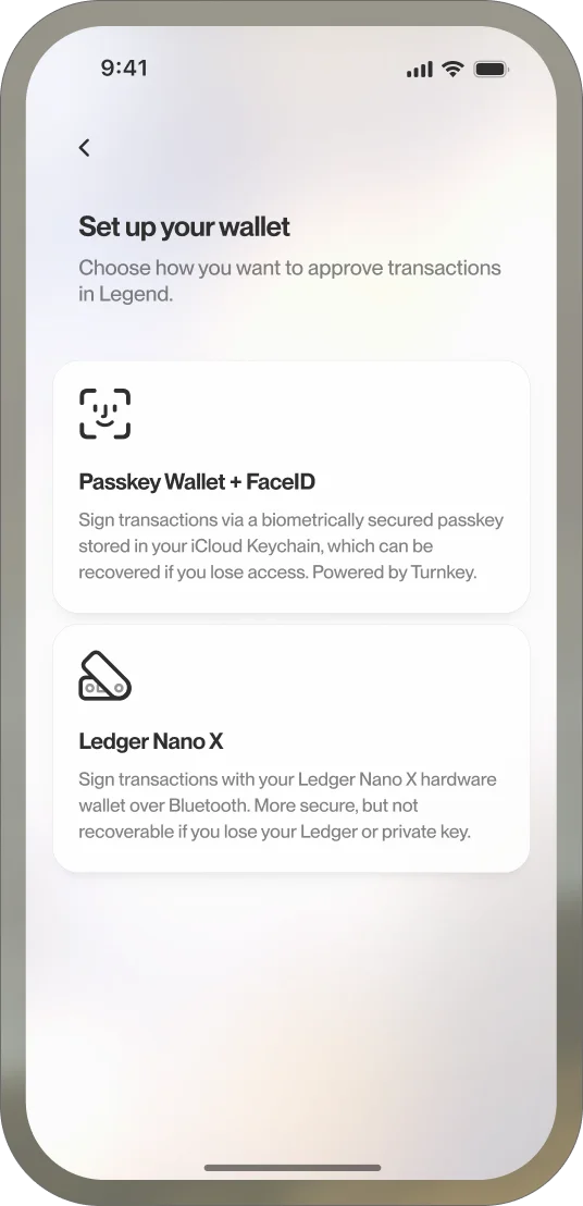 Security settings interface